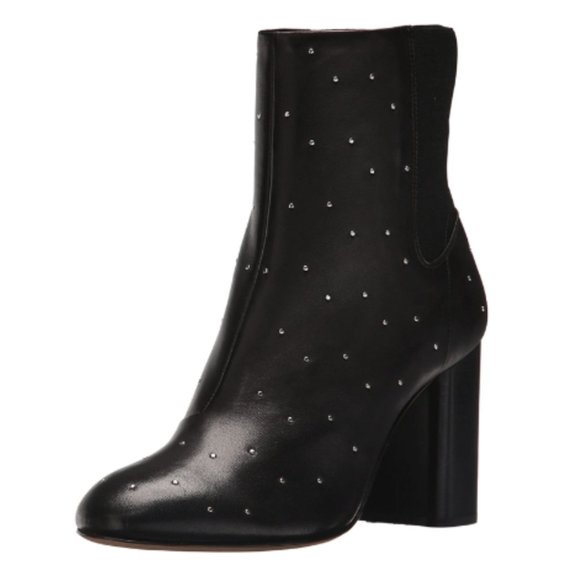 Rag & Bone Agnes Studded Pull-on Bootie Lamb Nappa Leather Chunky Heel Round Toe - Picture 1 of 9